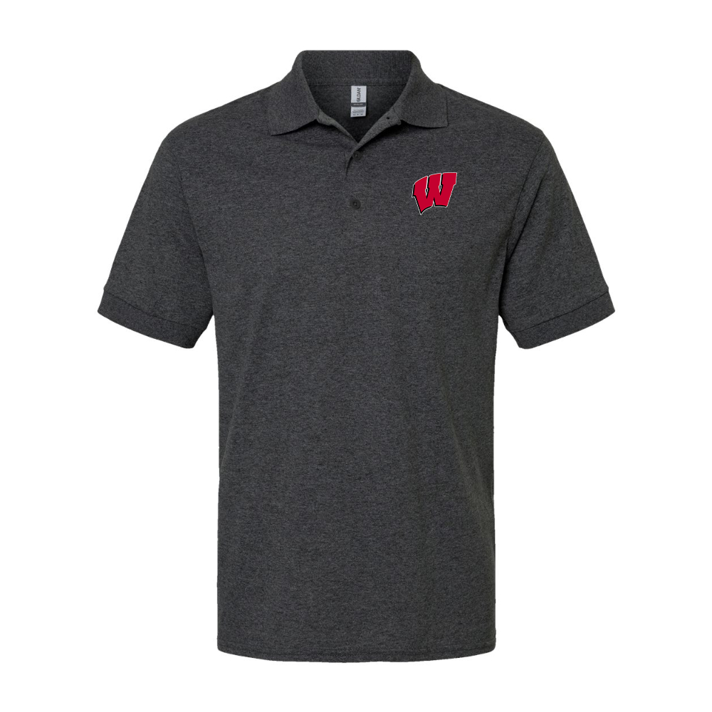 Men's Wisconsin Badgers Gildan Dry Blend Jersey Polo