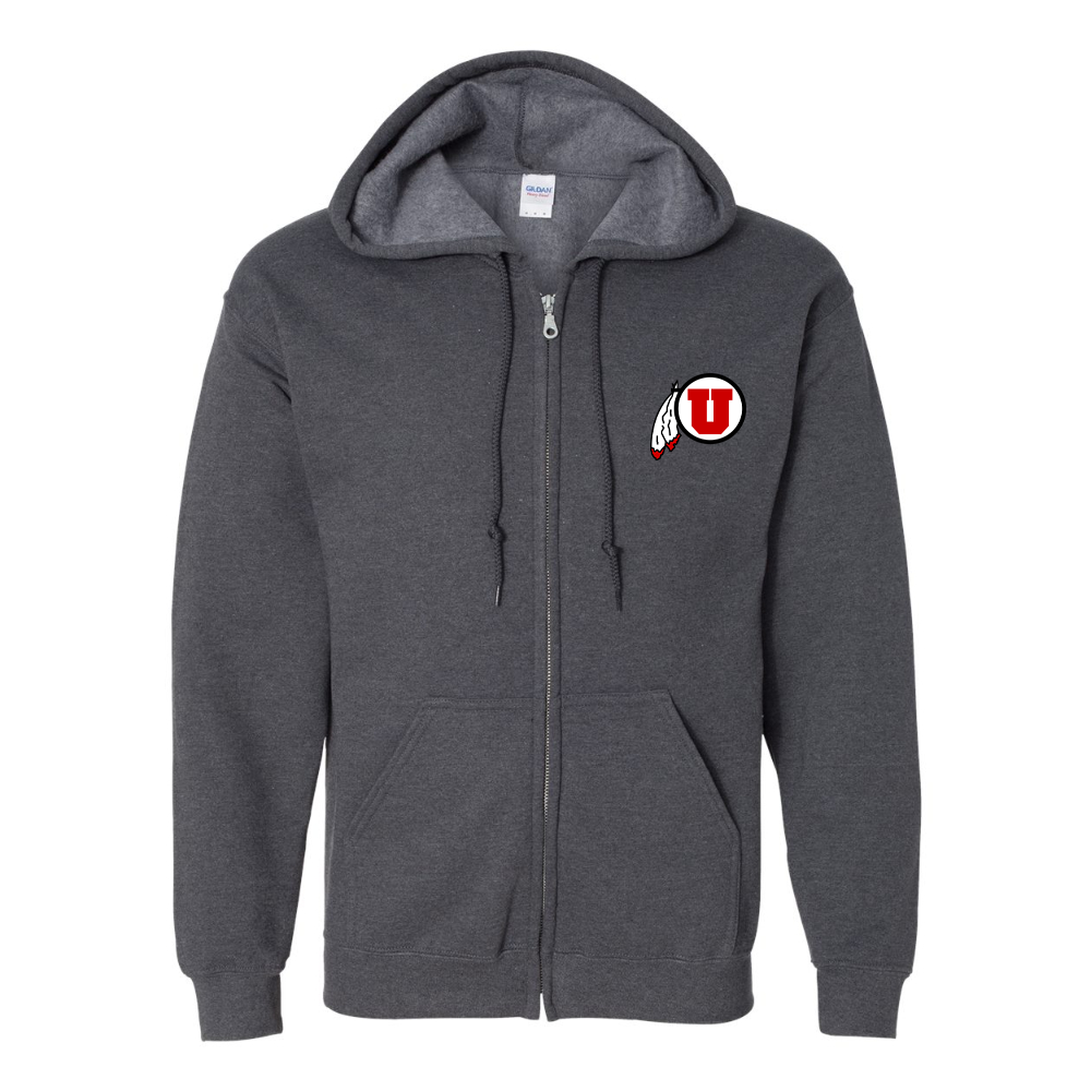 Men's  Utah Utes Gildan  Heavy Blend Full Zip Hooded Sweatshirt