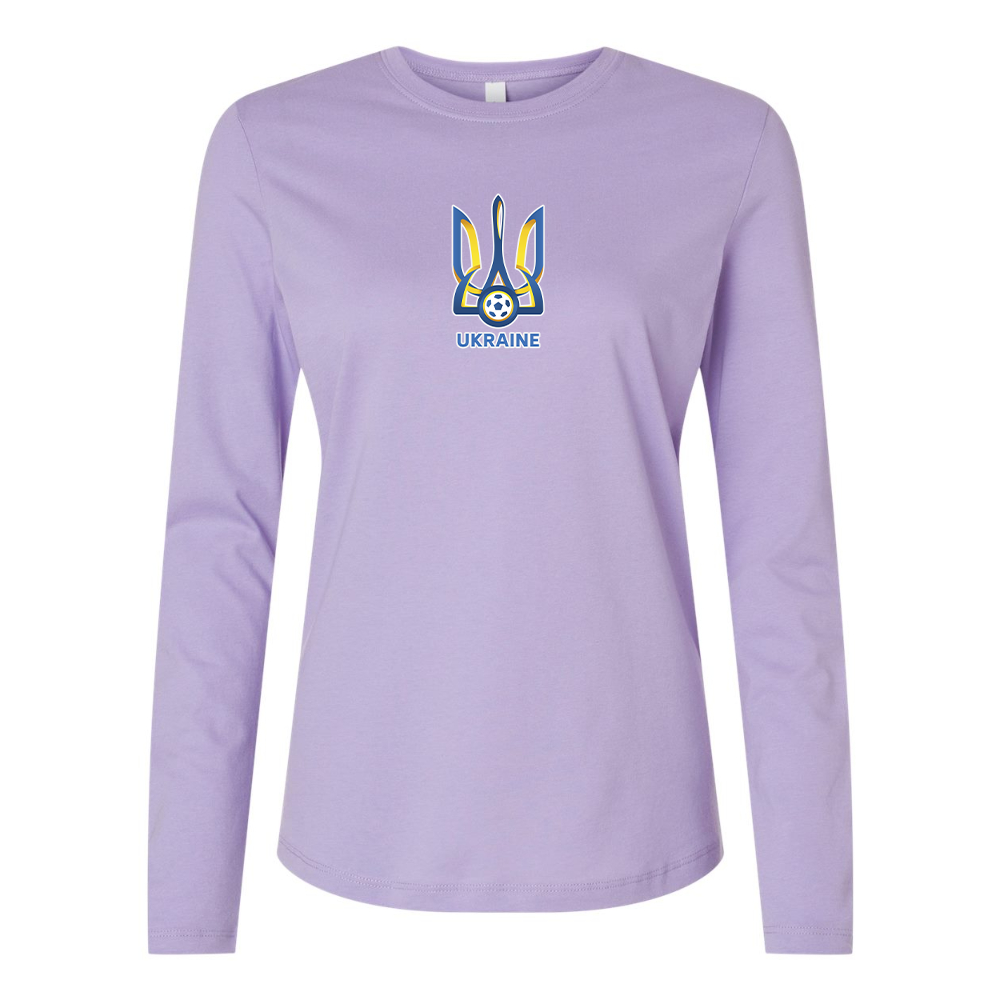 BELLA CANVAS Women’s Ukraine National Football Soccer Team Jersey Long Sleeve Tee