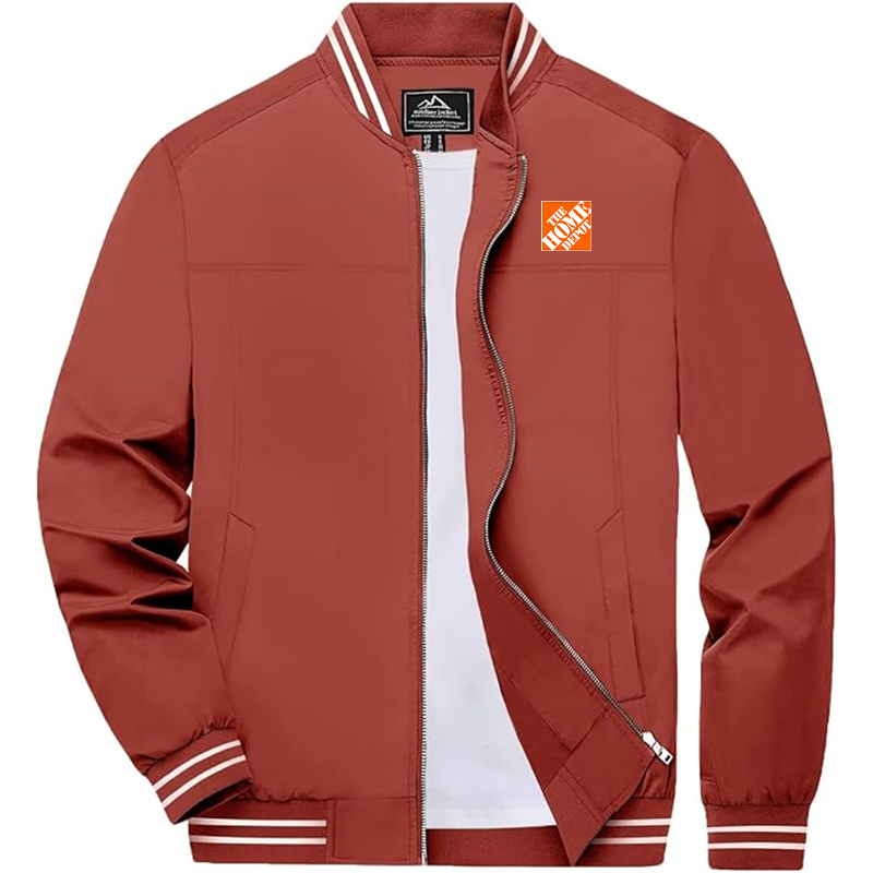 Men's  The Home Depot Zip-Up Bomber Jacket Ribbed Collar and Cuffs Outerwear