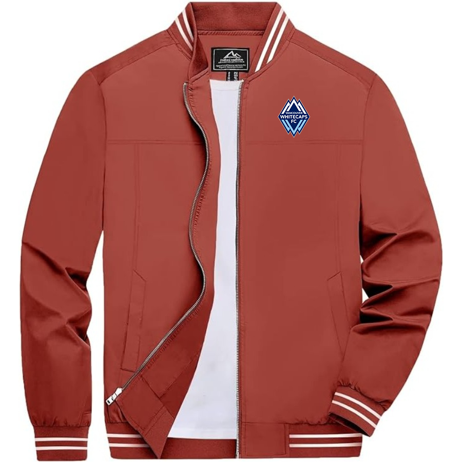 Men's Vancouver Whitecaps FC Lightweight Zip-Up Bomber Jacket  Ribbed Collar and Cuffs Outerwear