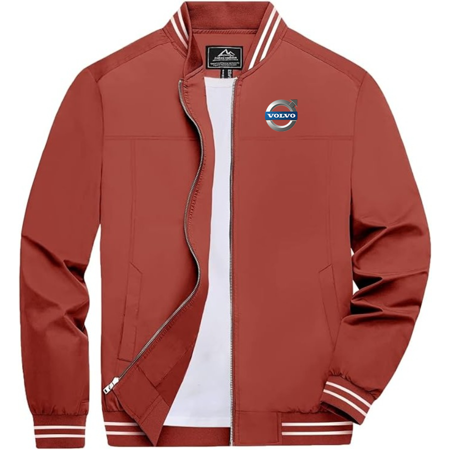 Men's Volvo car Lightweight Zip-Up Bomber Jacket  Ribbed Collar and Cuffs Outerwear