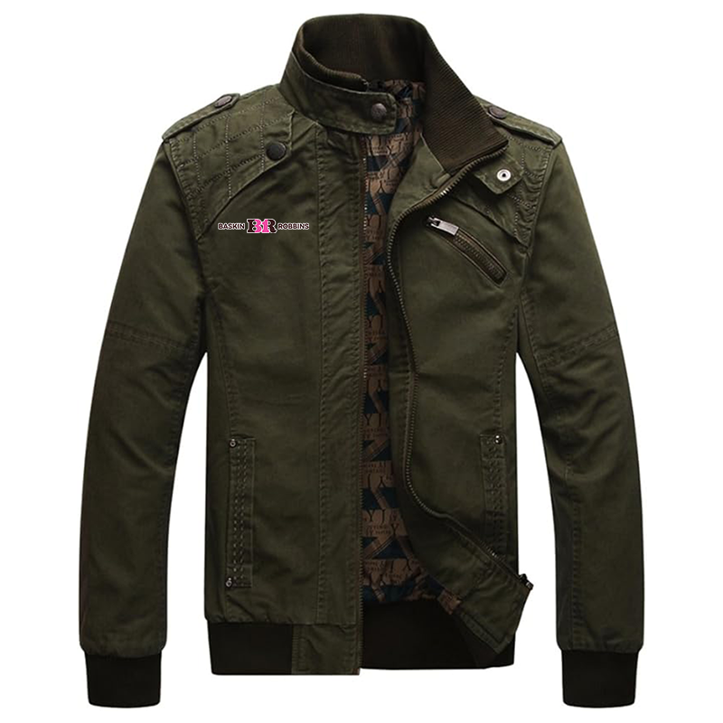 Men's  Baskin-Rоbbins Dwar Casual Washed Cotton Military Outdoor Jackets with Shoulder Straps