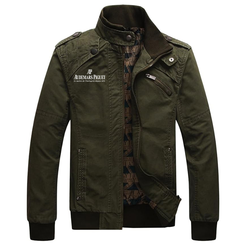 Men's  Audemars-Piguet Dwar Casual Washed Cotton Military Outdoor Jackets with Shoulder Straps