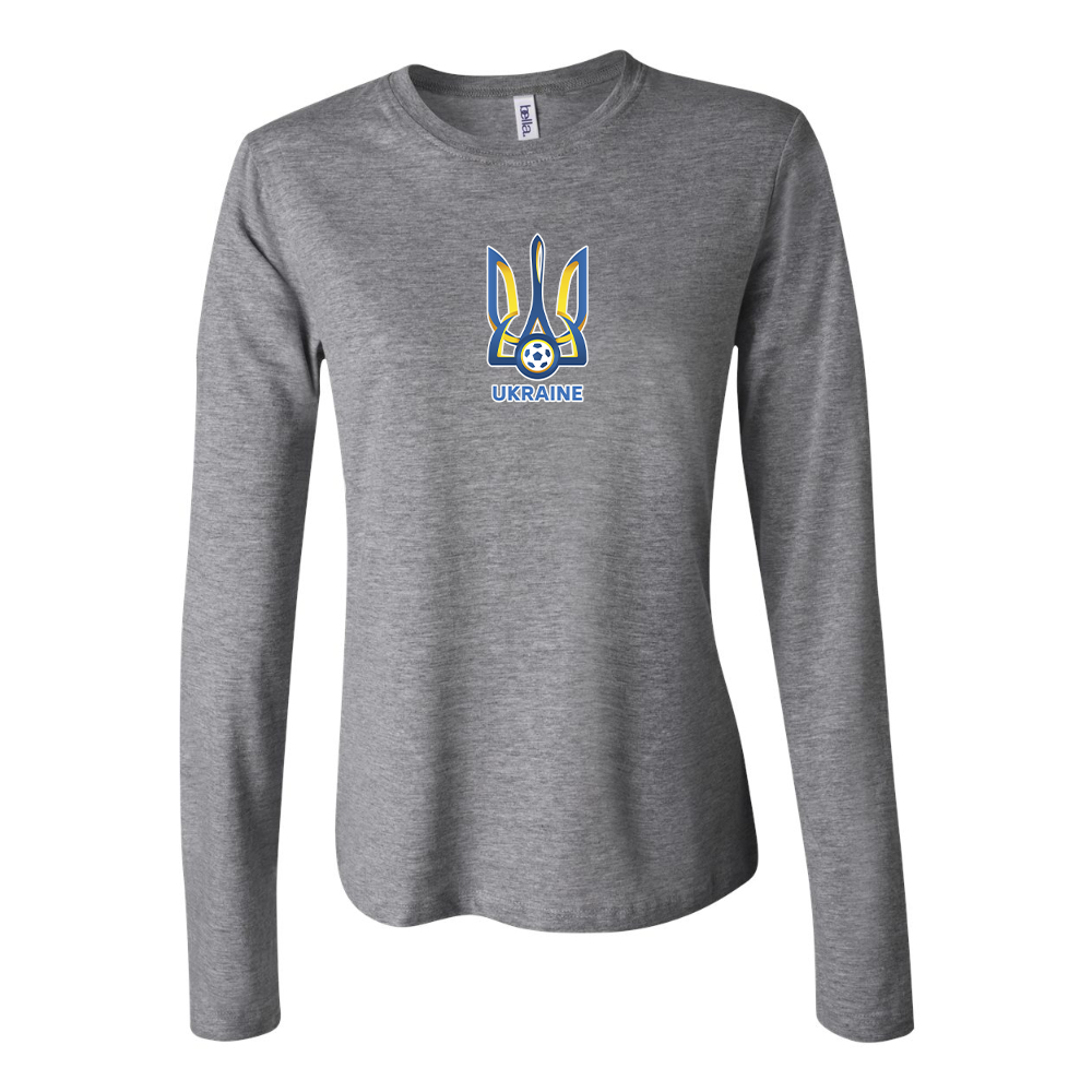 BELLA CANVAS Women’s Ukraine National Football Soccer Team Jersey Long Sleeve Tee