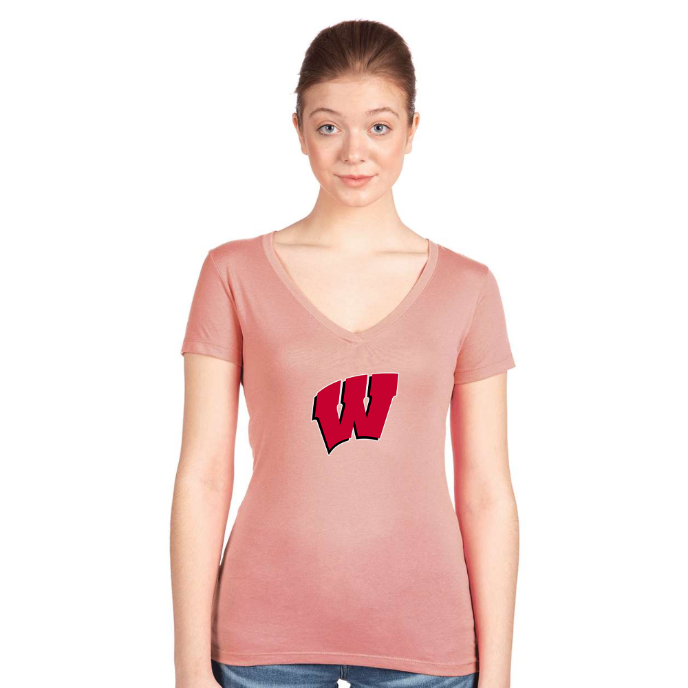Women's Wisconsin Badgers  Next Level V-Neck T-Shirt