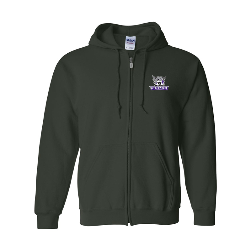 Men's Weber State Wildcats Gildan  Heavy Blend Full Zip Hooded Sweatshirt