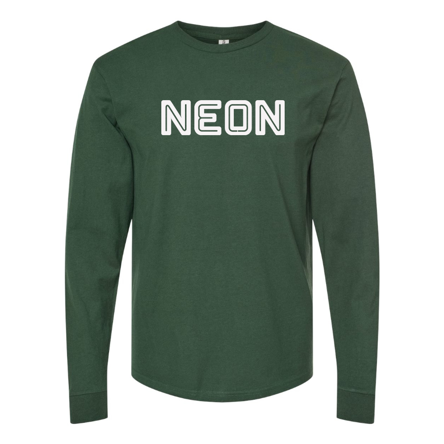 Men's  Neon Logo Cotton Long Sleeve T-Shirt
