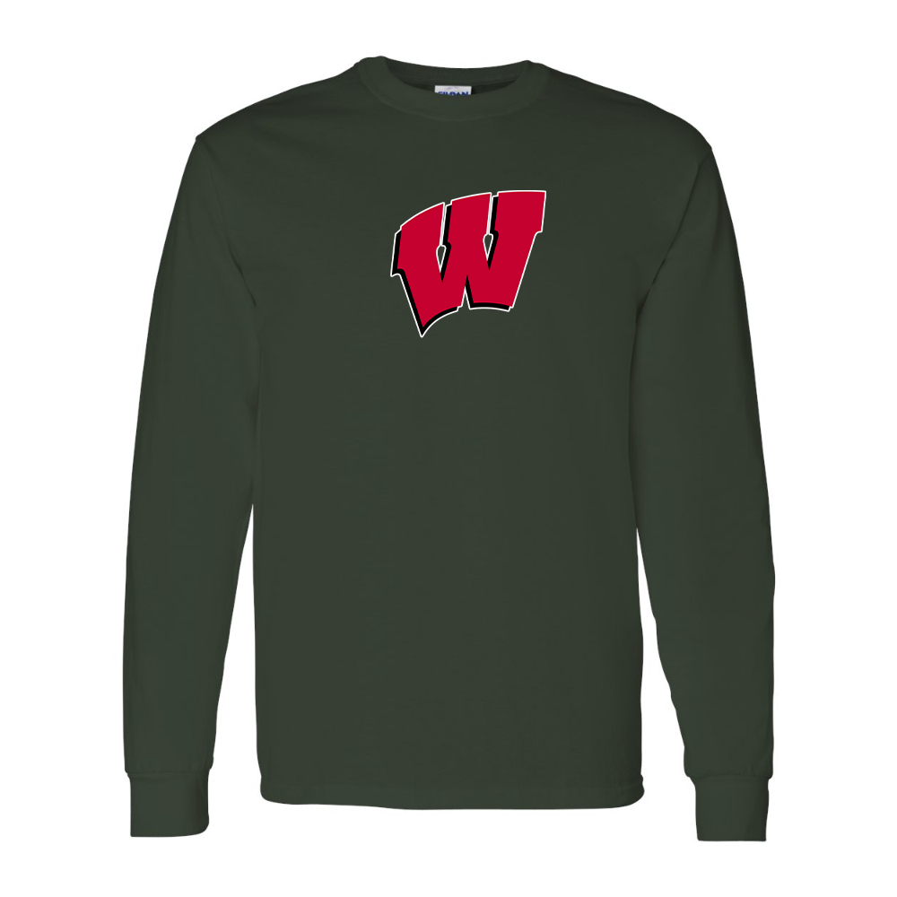 Men's Wisconsin Badgers Gildan Heavy Cotton Long Sleeve T-Shirt