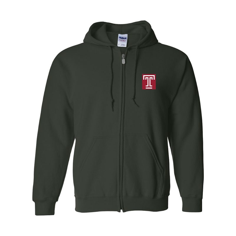 Men's Temple Owls Gildan  Heavy Blend Full Zip Hooded Sweatshirt