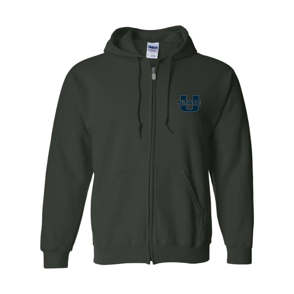 Men's Utah State Aggies Gildan  Heavy Blend Full Zip Hooded Sweatshirt