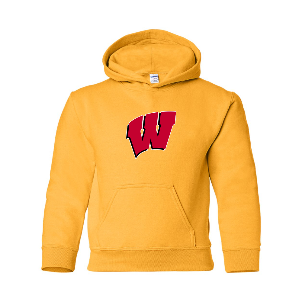 Youth Wisconsin Badgers Gildan Heavy Blend  Hooded Sweatshirt