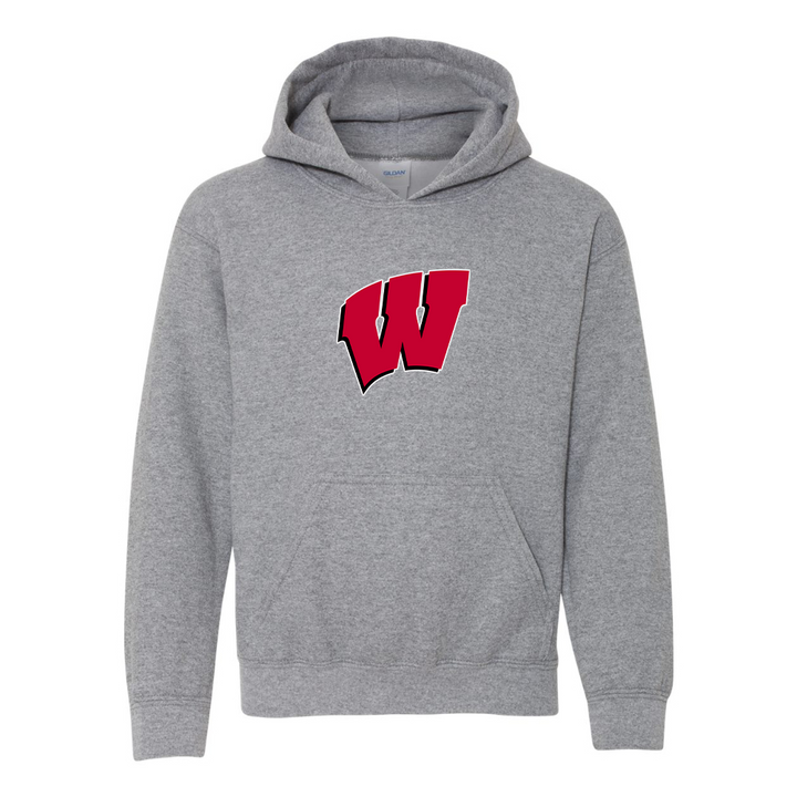 Youth Wisconsin Badgers Gildan Heavy Blend  Hooded Sweatshirt