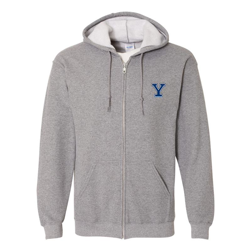 Men's Yale Bulldogs Gildan  Heavy Blend Full Zip Hooded Sweatshirt