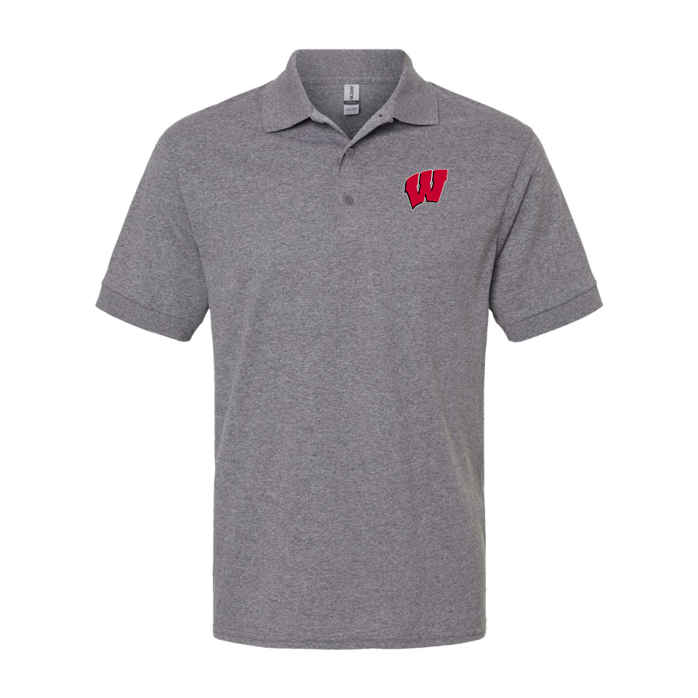Men's Wisconsin Badgers Gildan Dry Blend Jersey Polo