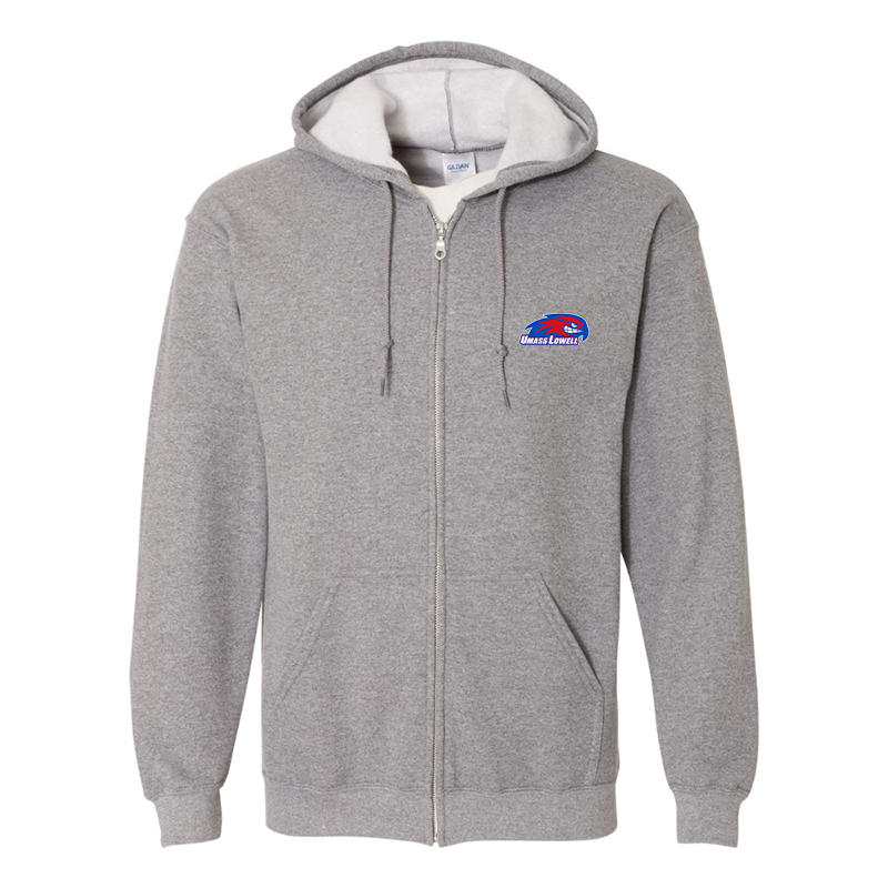 Men's  UMass Lowell River Hawks Gildan  Heavy Blend Full Zip Hooded Sweatshirt