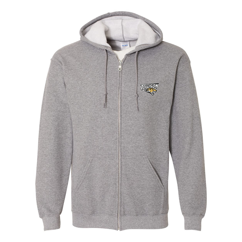 Men's Towson Tigers Gildan  Heavy Blend Full Zip Hooded Sweatshirt