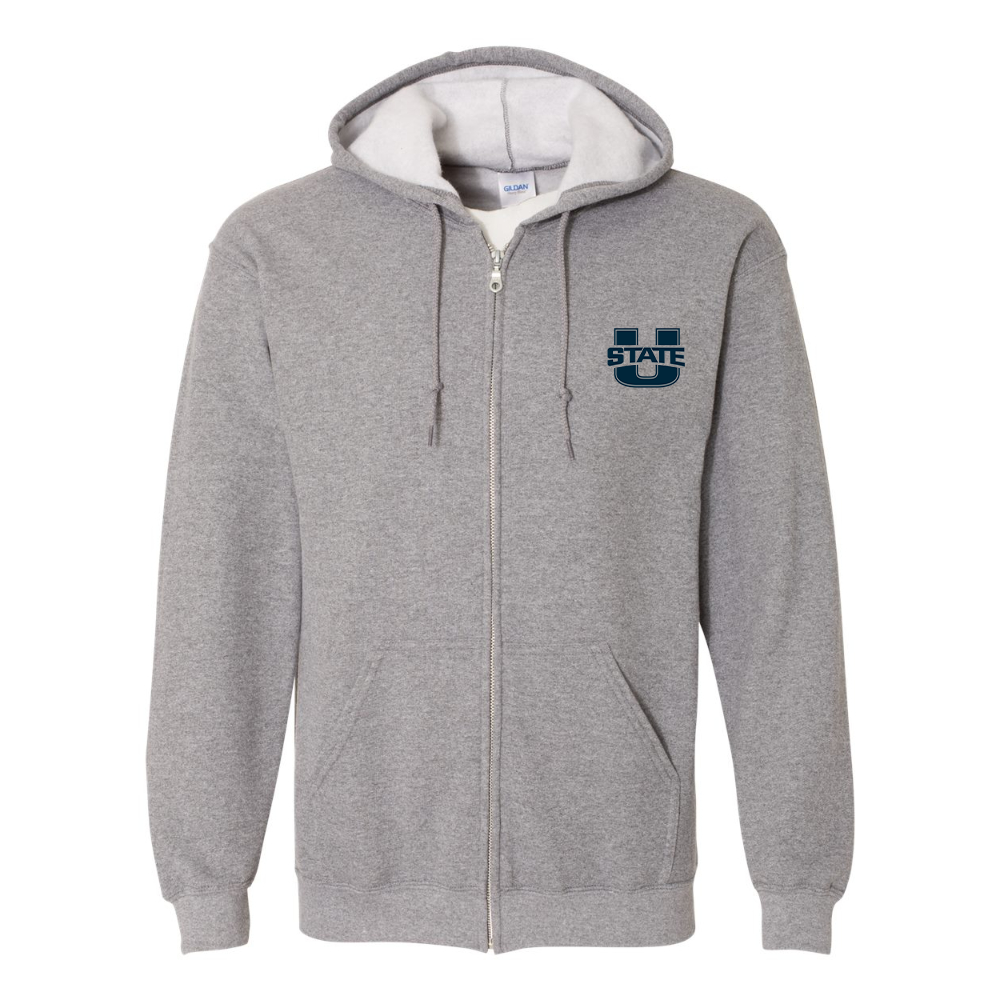 Men's Utah State Aggies Gildan  Heavy Blend Full Zip Hooded Sweatshirt