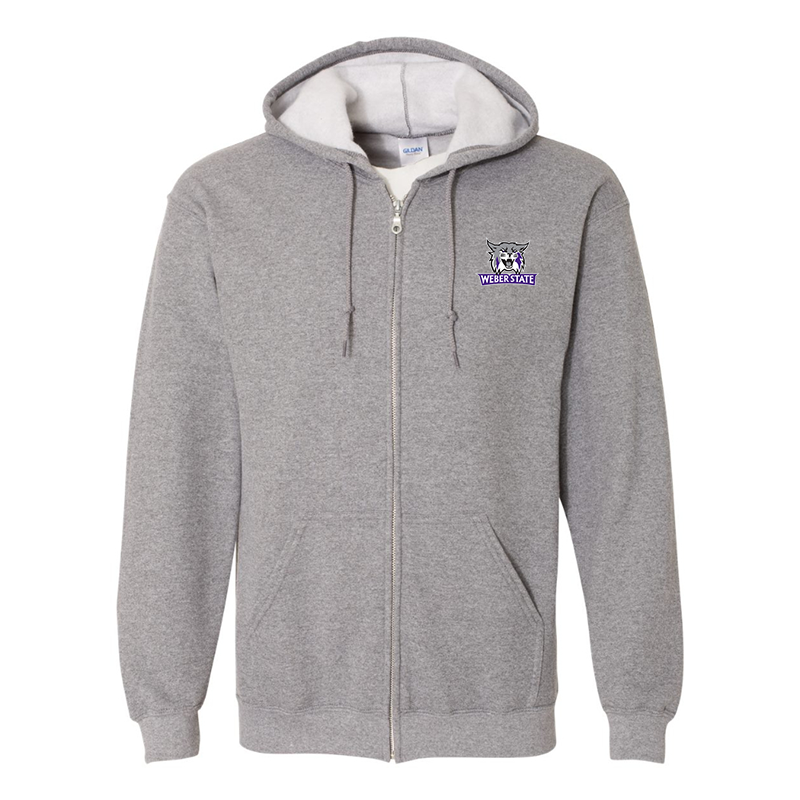 Men's Weber State Wildcats Gildan  Heavy Blend Full Zip Hooded Sweatshirt