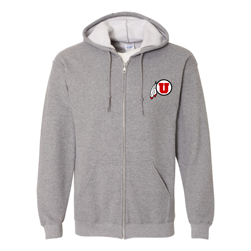 Men's  Utah Utes Gildan  Heavy Blend Full Zip Hooded Sweatshirt