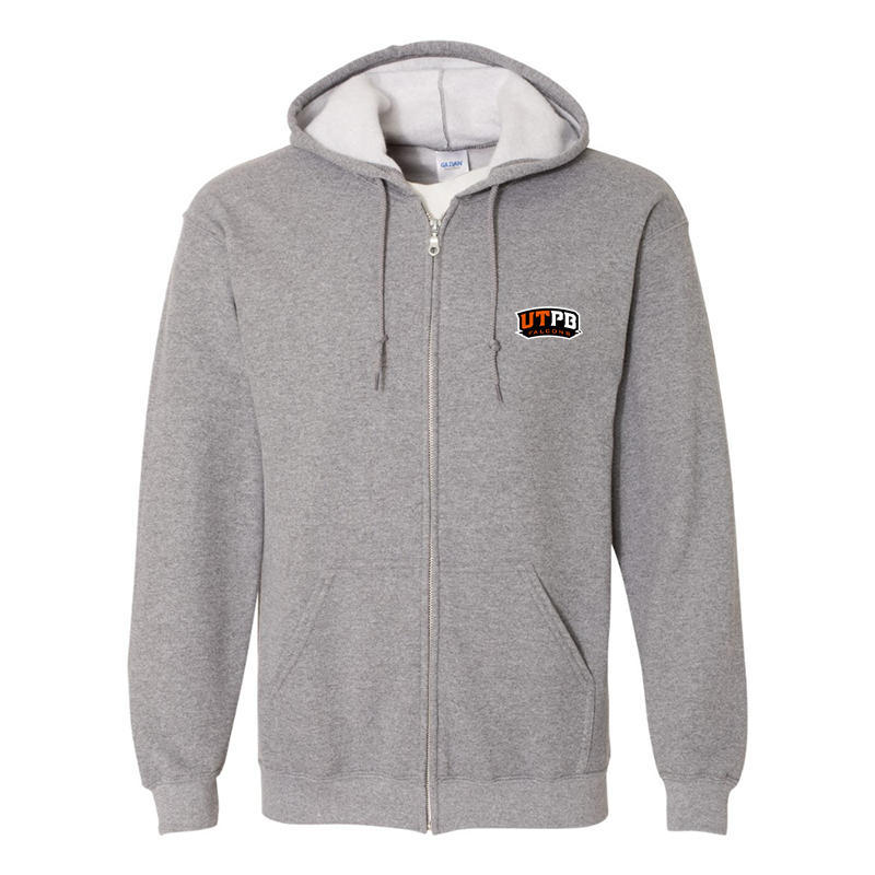 Men's UTPB Falcons Gildan  Heavy Blend Full Zip Hooded Sweatshirt
