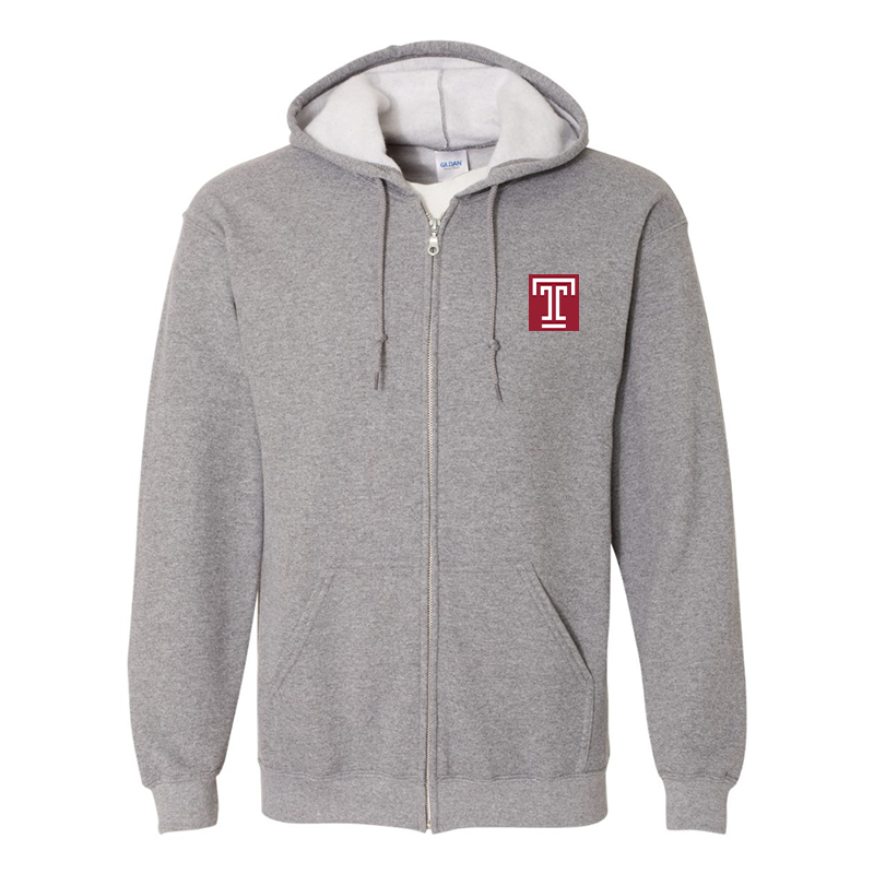 Men's Temple Owls Gildan  Heavy Blend Full Zip Hooded Sweatshirt