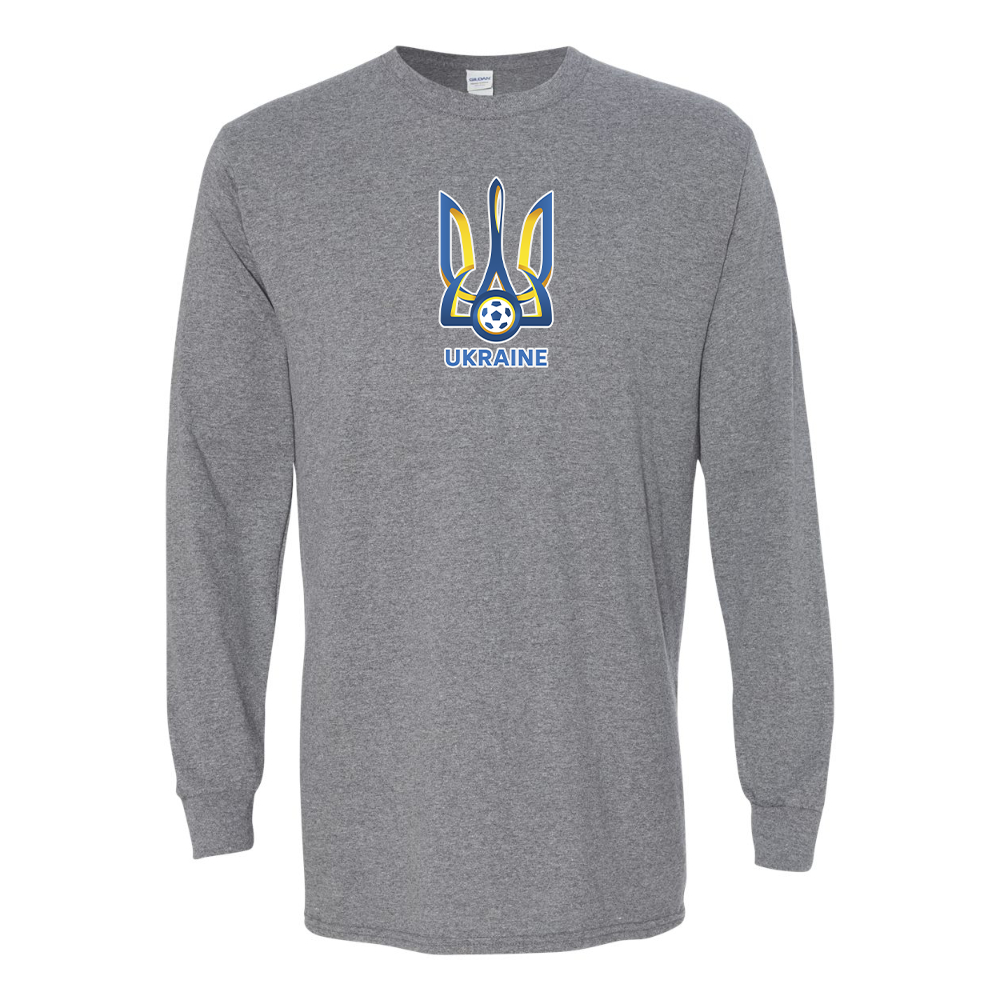 Men'sUkraine National Football Soccer Team Gildan Heavy Cotton Long Sleeve T-Shirt