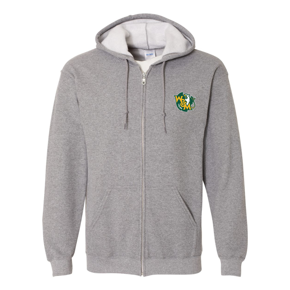 Men's William and Mary Tribe Gildan  Heavy Blend Full Zip Hooded Sweatshirt