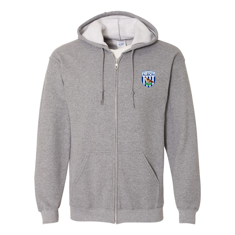Men's West Bromwich Albion Soccer Gildan  Heavy Blend Full Zip Hooded Sweatshirt