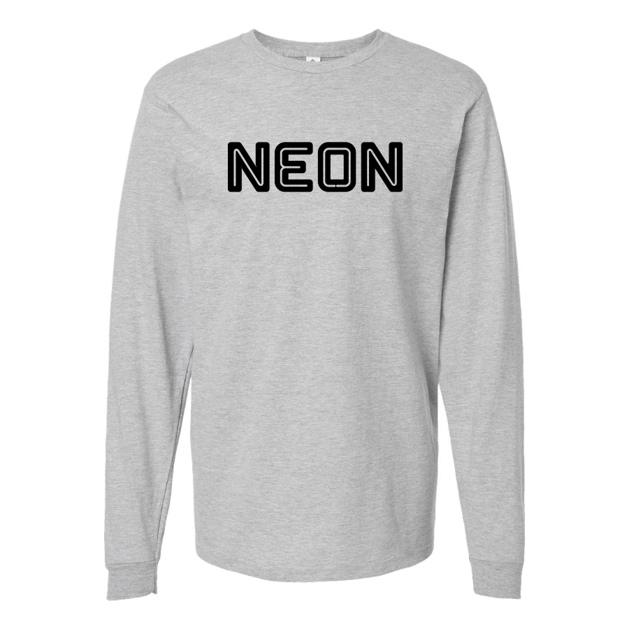 Men's  Neon Logo Cotton Long Sleeve T-Shirt