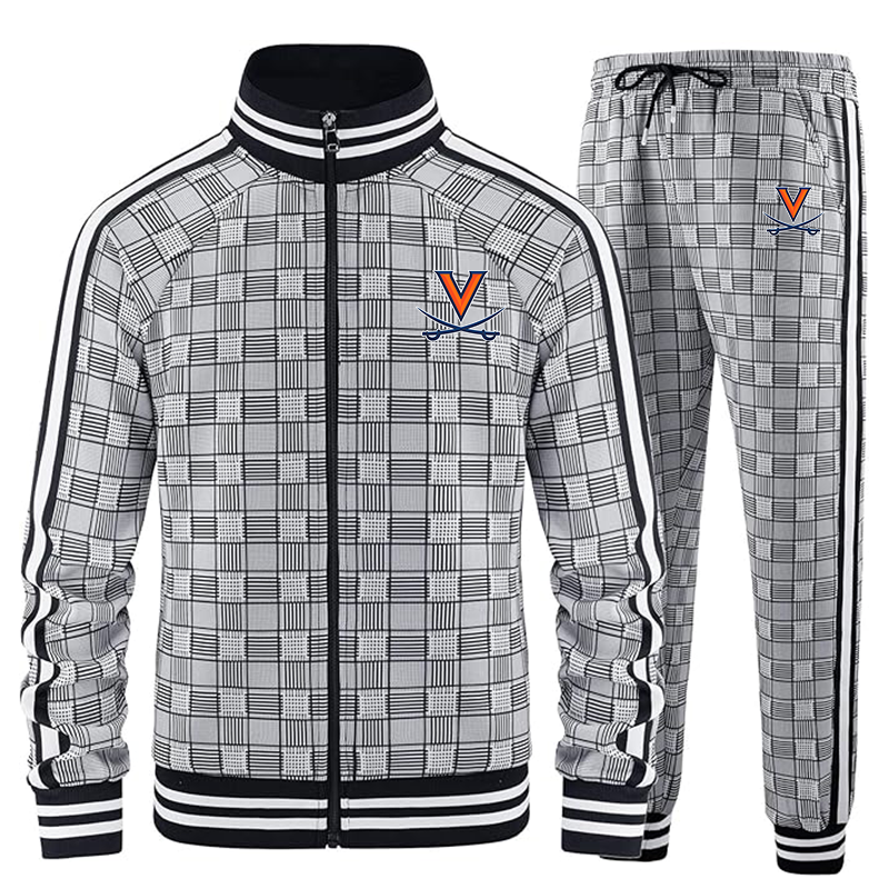 Men's Virginia Cavaliers  Full-zip Long Sleeve Plaid Track Jackets and Pants 2 Piece