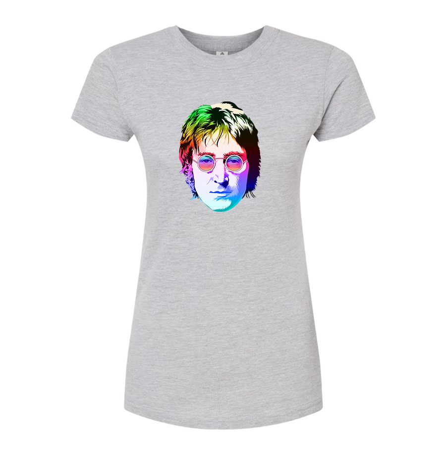 Women’s John Lennon Face Art Music Round Neck T-Shirt