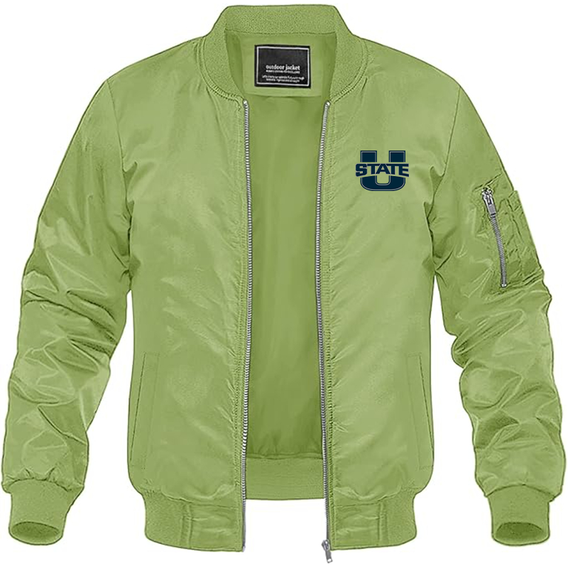 Men's Utah State Aggies  Lightweight Bomber Jacket Windbreaker Softshell Varsity Jacket Coat