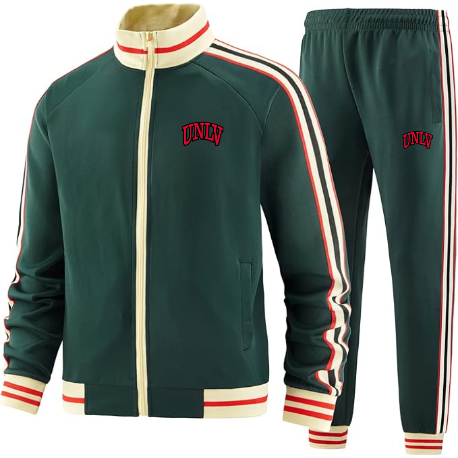 Men's  UNLV Rebels Tracksuit with Bold Striped Accents and Zippered Front