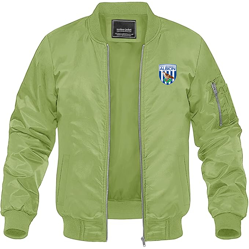 Men's West Bromwich Albion Soccer Lightweight Bomber Jacket Windbreaker Softshell Varsity Jacket Coat