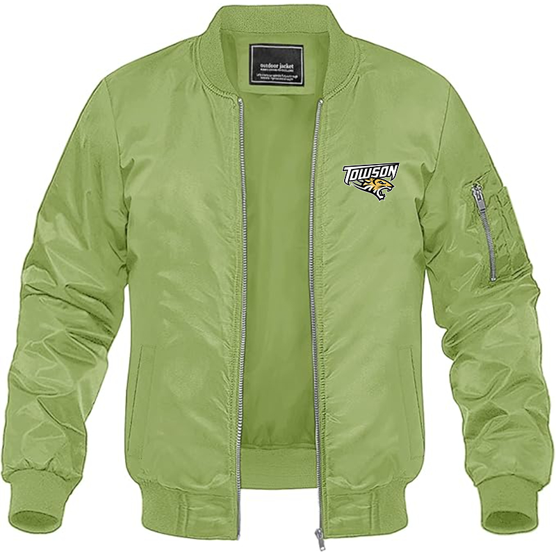 Men's Towson Tigers Lightweight Bomber Jacket Windbreaker Softshell Varsity Jacket Coat