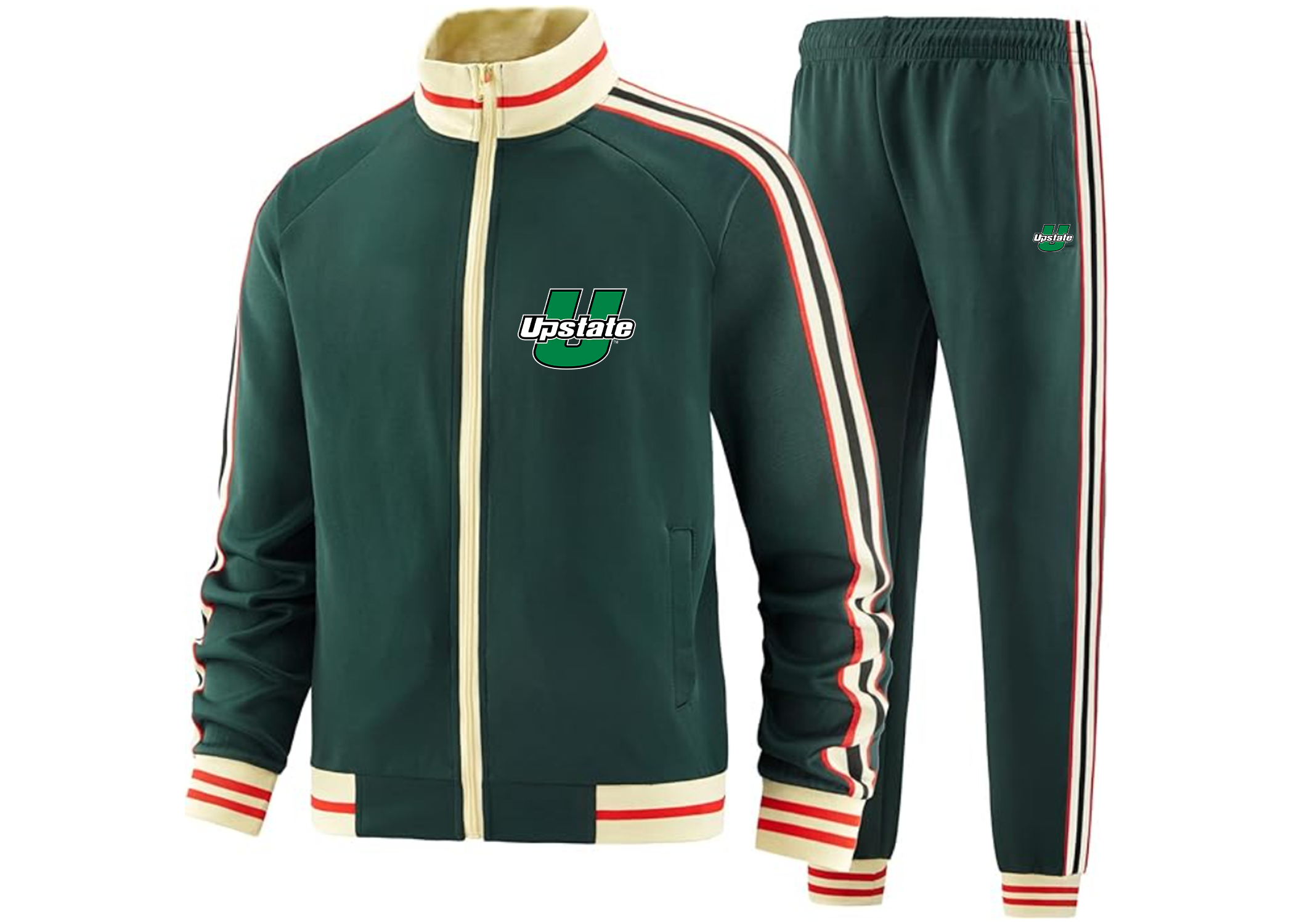 Men's USC Upstate Spartans Two Piece Designer Tracksuit with Bold Striped Accents and Zippered Front Elevated Athletic Wear