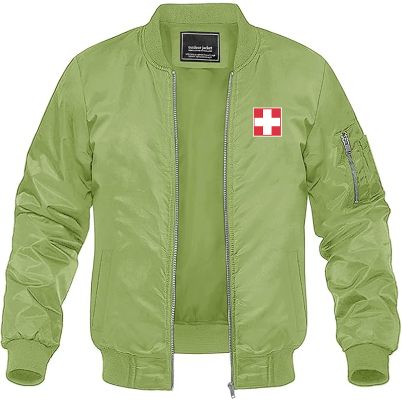 Men's  Switzerland National Football Soccer Team  Lightweight Bomber Jacket Windbreaker Softshell Varsity Jacket Coat