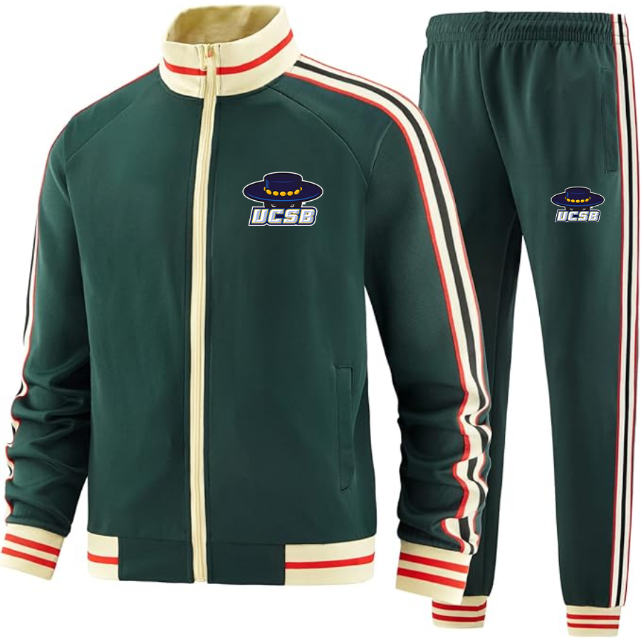 Men's UCSB Gauchos  Tracksuit with Bold Striped Accents and Zippered Front