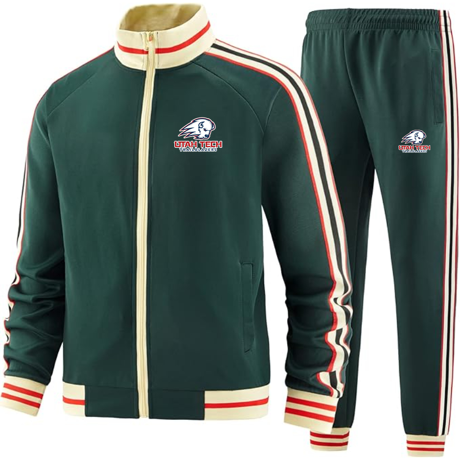 Men's  Utah Tech Trailblazers Tracksuit with Bold Striped Accents and Zippered Front
