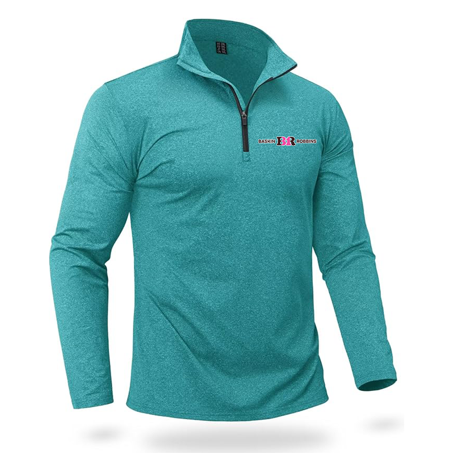 Men's Baskin-Rоbbins Boladeci Men_s Quarter Zip Pullover Premium Fleece Lined Heather Long Sleeve Golf Shirts Midweight 1_4 Half Zip Sweatshirts