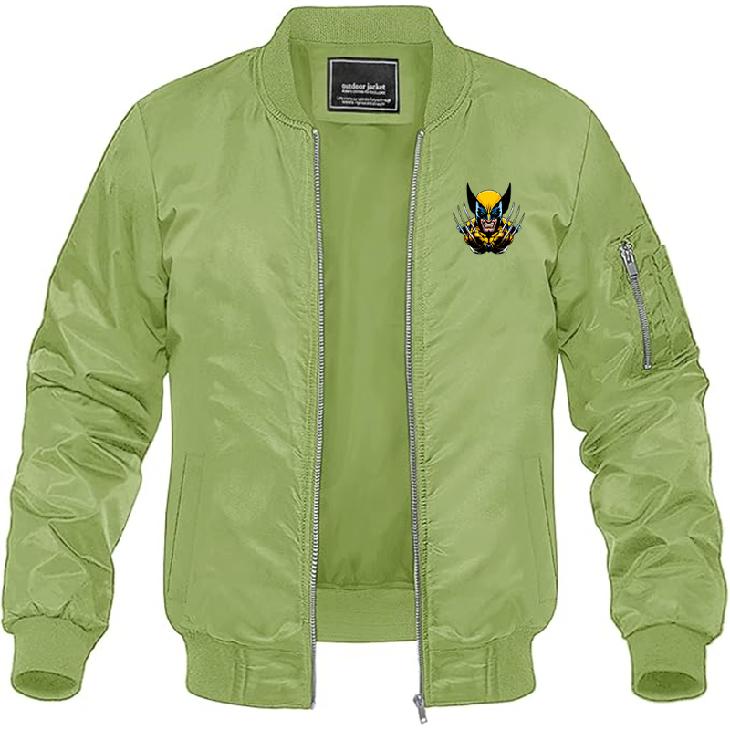 Men's Wolverine 2025 Art  Lightweight Bomber Jacket Windbreaker Softshell Varsity Jacket Coat