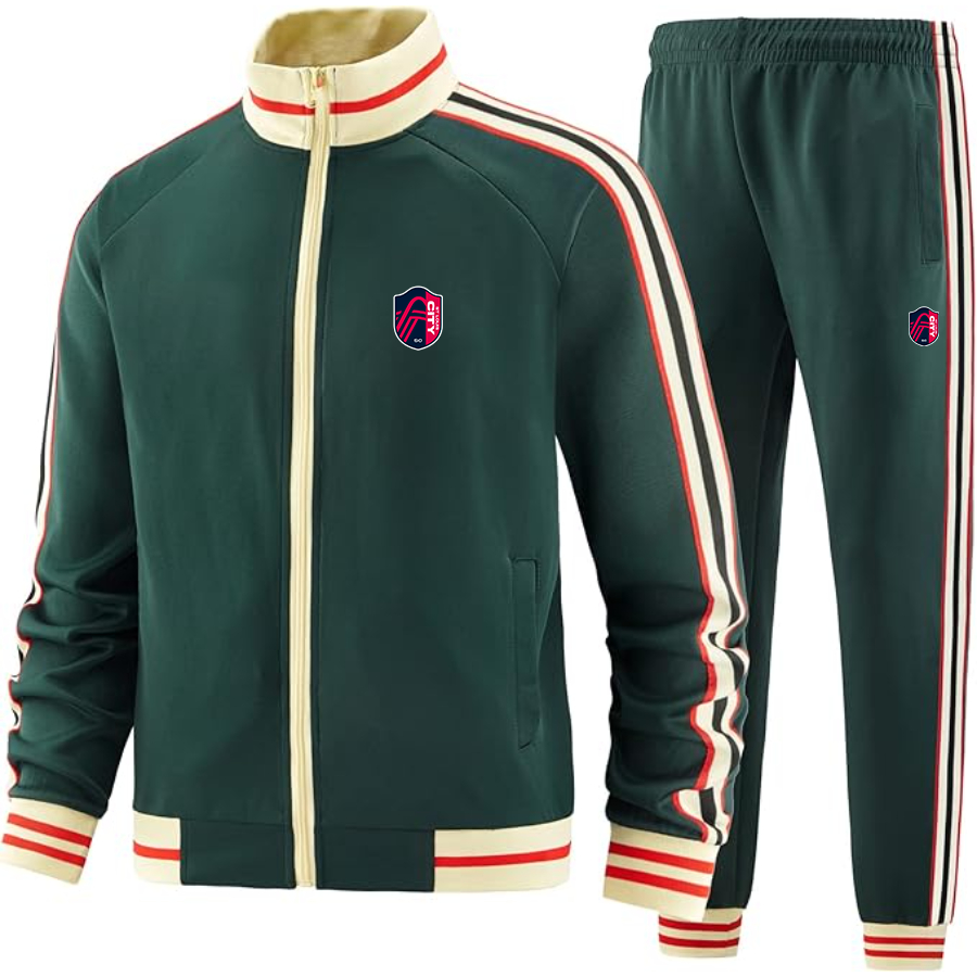 Men's St. Louis City Soccer Tracksuit with Bold Striped Accents and Zippered Front