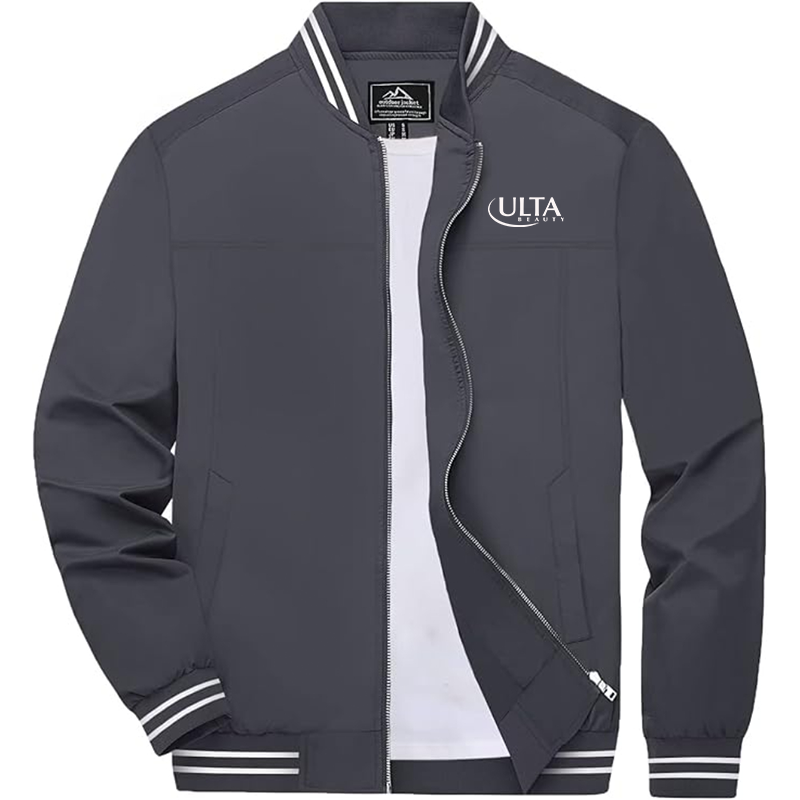 Men's Ulta Beauty  Zip-Up Bomber Jacket Ribbed Collar and Cuffs Outerwear