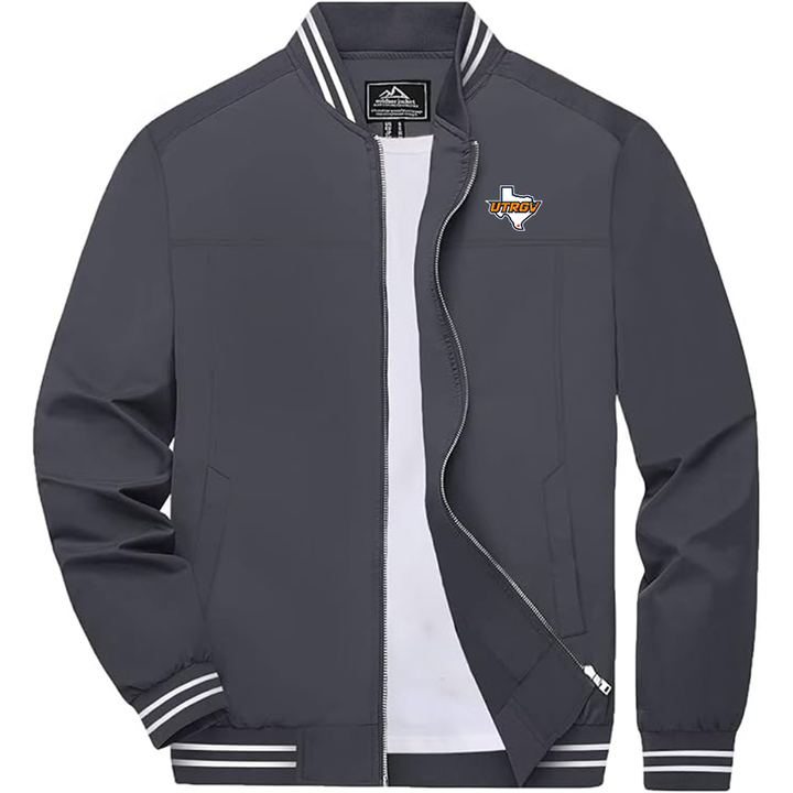 Men's UTRGV Vaqueros  Zip-Up Bomber Jacket Ribbed Collar and Cuffs Outerwear