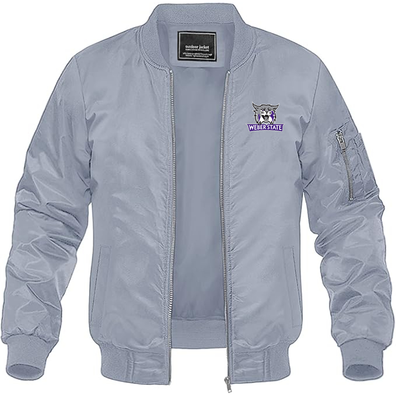 Men's Weber State Wildcats Lightweight Bomber Jacket Windbreaker Softshell Varsity Jacket Coat