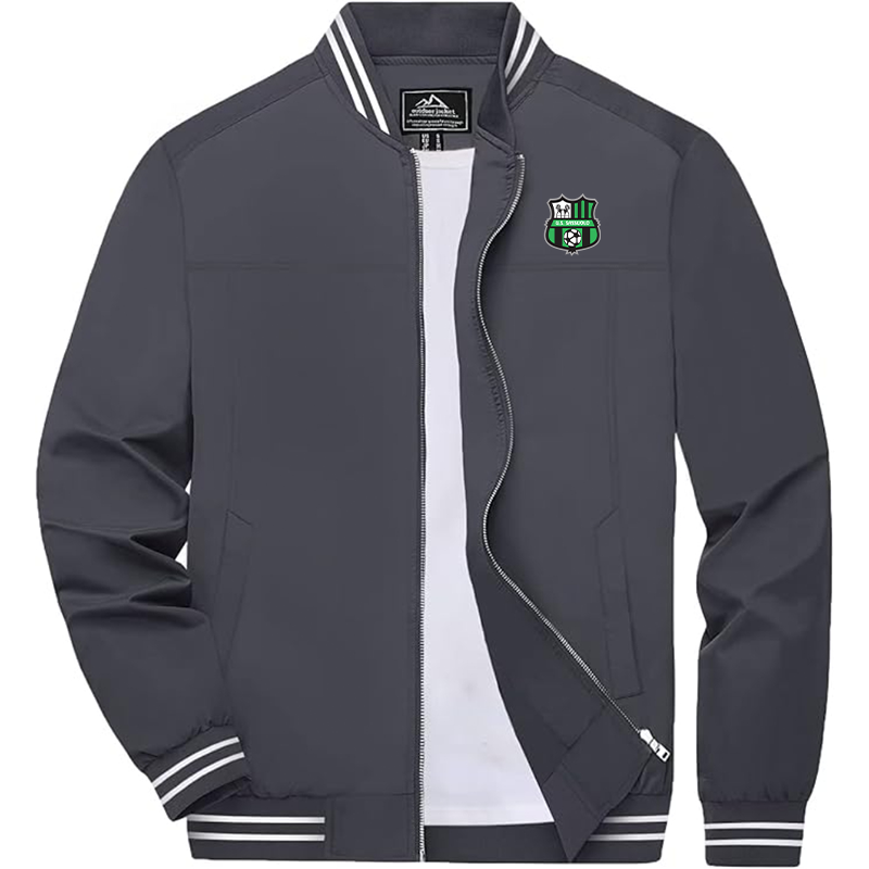 Men's U.S. Sassuolo Soccer Zip-Up Bomber Jacket Ribbed Collar and Cuffs Outerwear