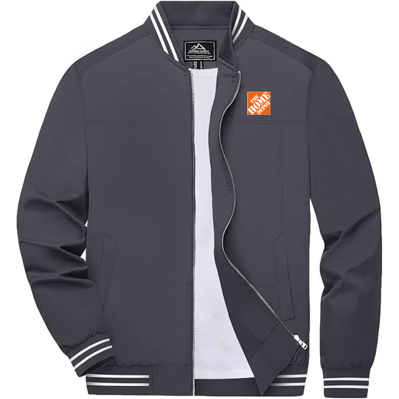 Men's  The Home Depot Zip-Up Bomber Jacket Ribbed Collar and Cuffs Outerwear