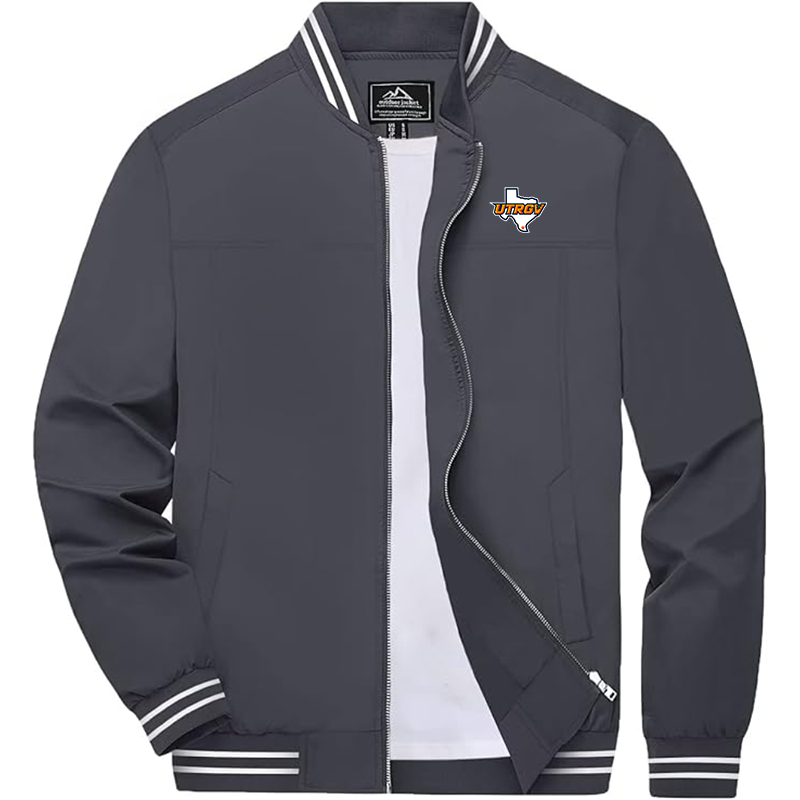 Men's UTRGV Vaqueros  Zip-Up Bomber Jacket Ribbed Collar and Cuffs Outerwear
