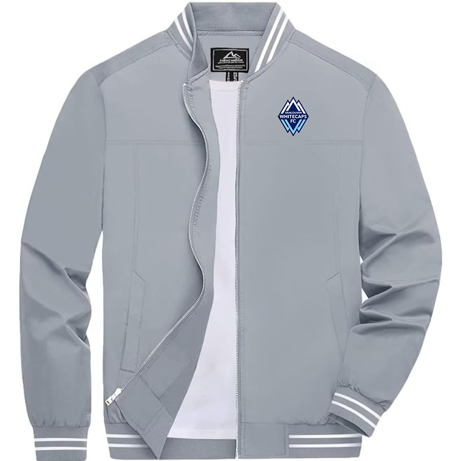 Men's Vancouver Whitecaps FC Lightweight Zip-Up Bomber Jacket  Ribbed Collar and Cuffs Outerwear